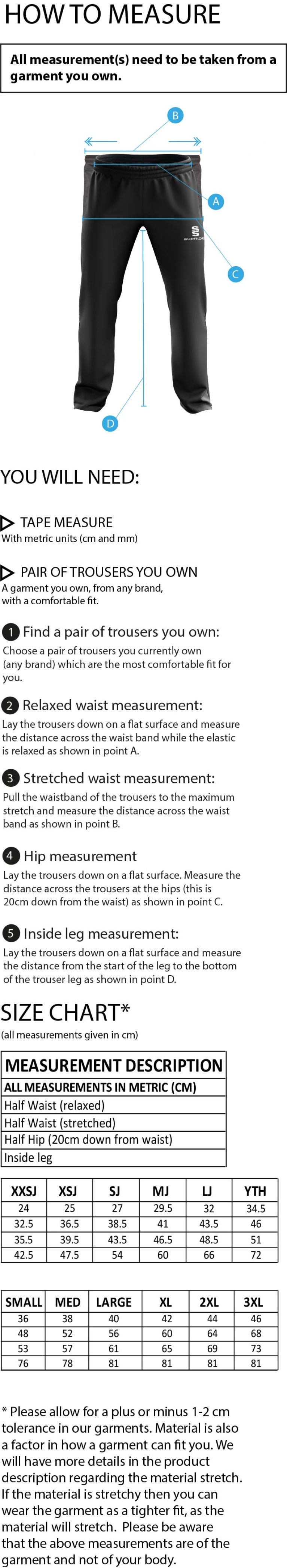 Team Leisure - Dual Poplin Track Pant - Unisex Fit - Size Guide