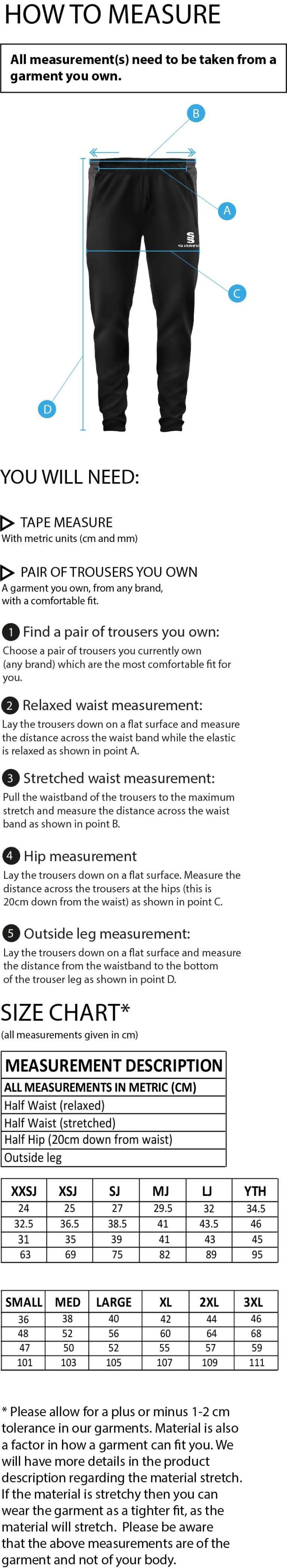 Team Leisure - Dual Skinny Pant - Unisex Fit - Size Guide