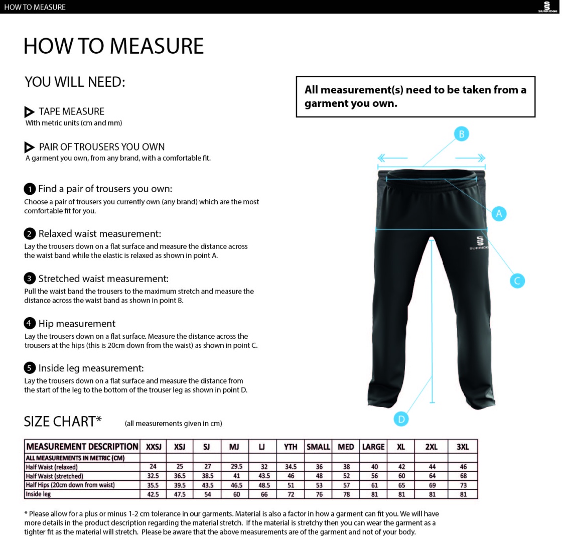 Team Leisure - Dual Poplin Track Pant - Unisex Fit - Size Guide