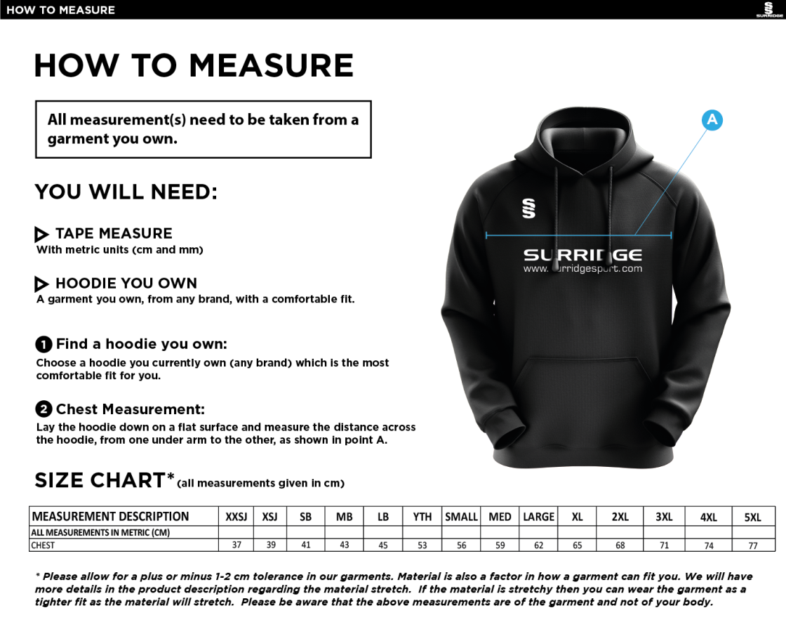 Team Leisure - Fuse Hoody - Unisex Fit - Size Guide