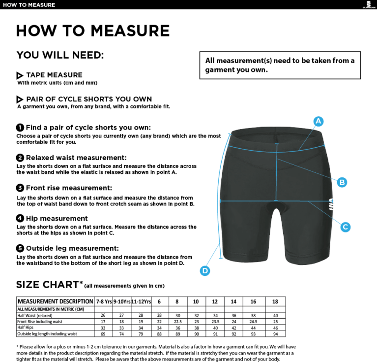 Ladies High Waisted Pocketed Shorts - Size Guide