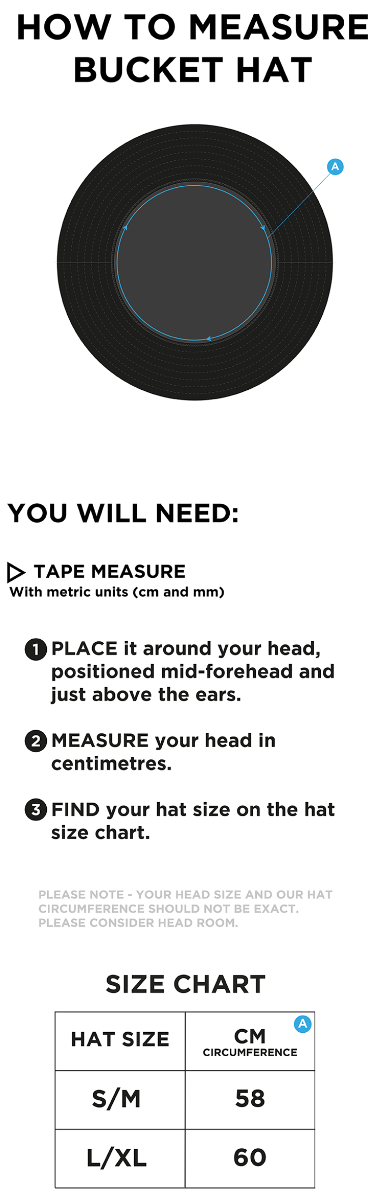 Community Leisure - Dual Bucket Hat - Unisex Fit - Size Guide