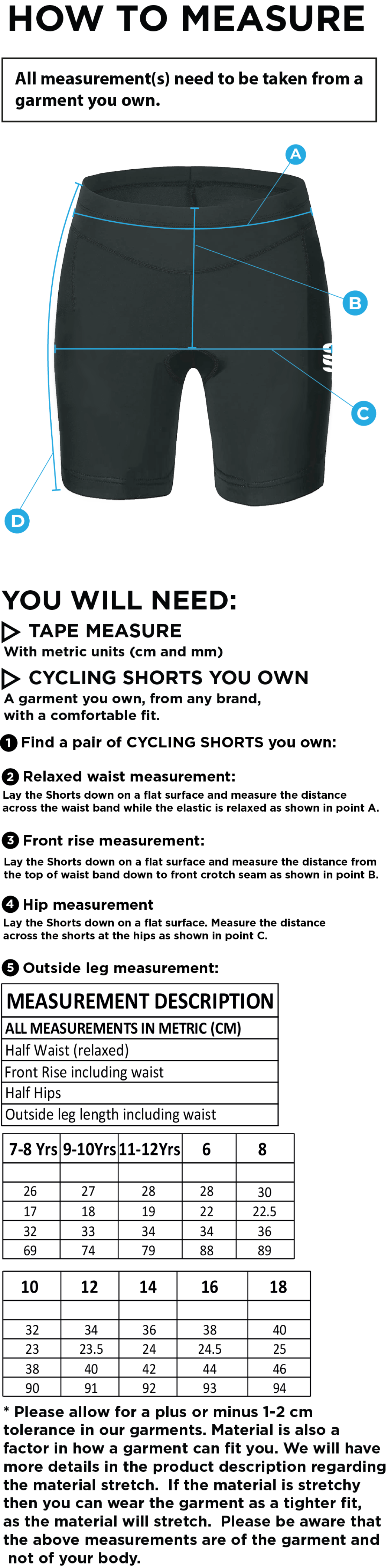 Ladies High Waisted Pocketed Shorts - Size Guide